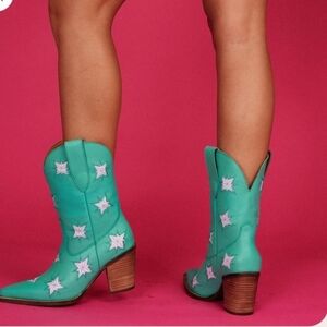 💚🔹️DINGO 🔹️leather lad 9nl Starburst Green Boots